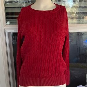 Karen Scott Vibrant Red Cable Knit Sweater